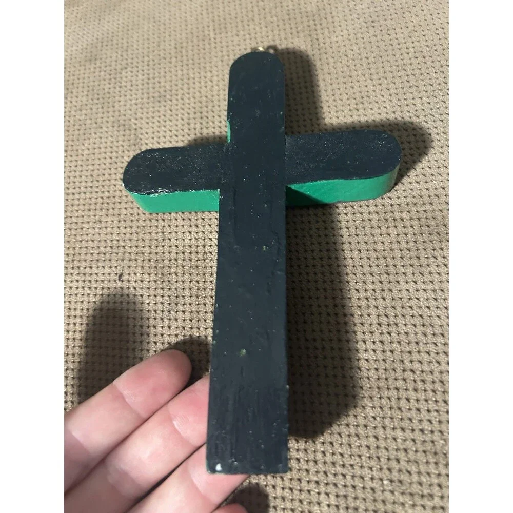 Vintage Hand Painted South American Folk Art Wood Crucifix Cross Catholic